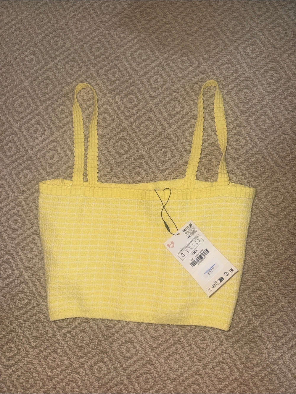 Zara Yellow Knit Crop Tank Top